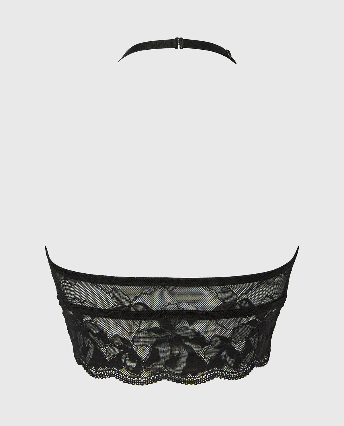 Unlined Halter Bralette with Charmed Lace in Tuxedo Black