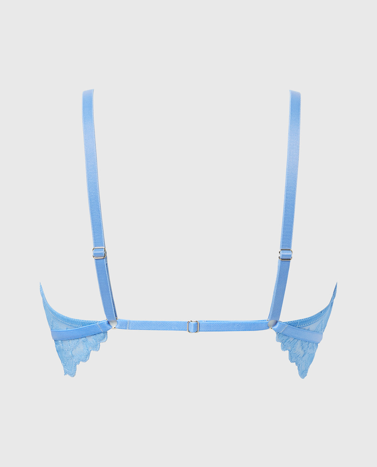 Lightly Lined Bralette with Lush Lace Front Close in Azure Blue