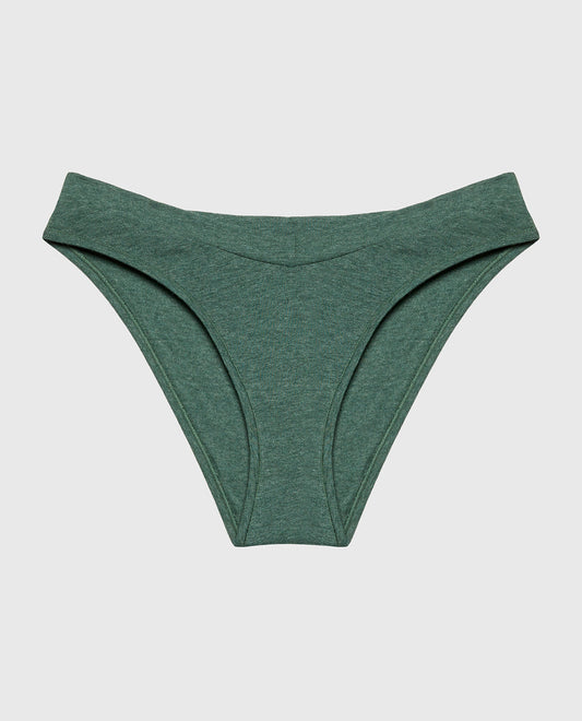 Bikini Wide Waist Cotton Panty in Jungle Green Heather