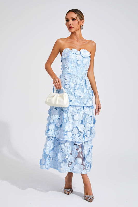 Antoinette Blue Floral Midi Dress