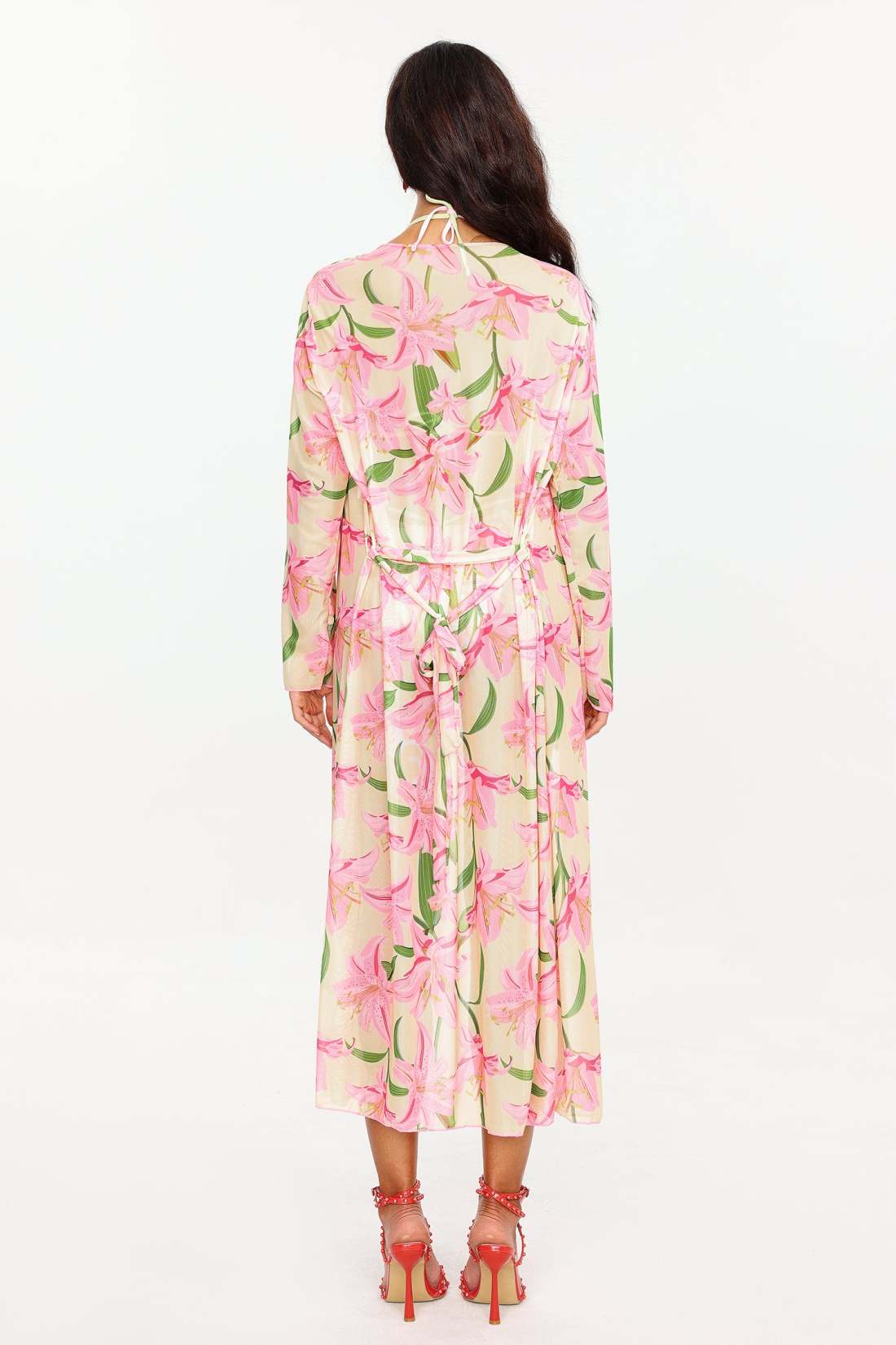 Green & Pink Floral Three Piece Swimwear Set
