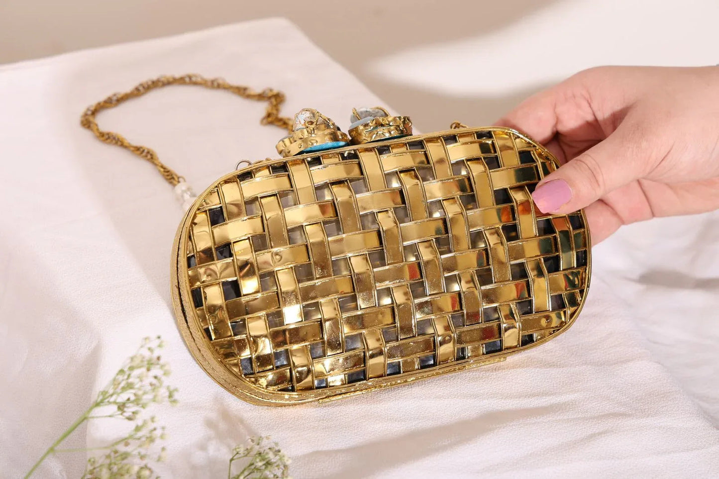 GRACE gold clutch bag
