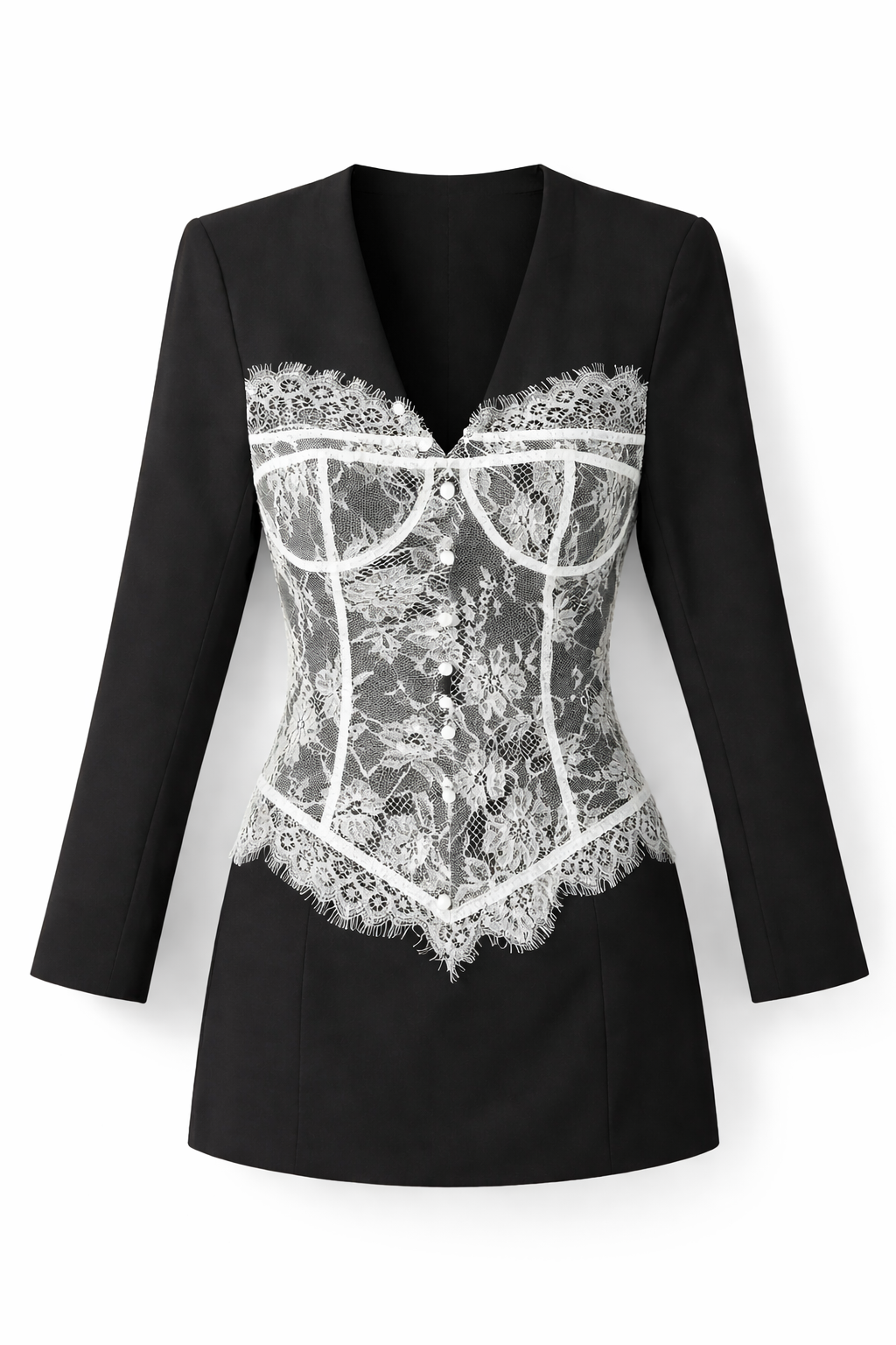 Lace Contrast Blazer