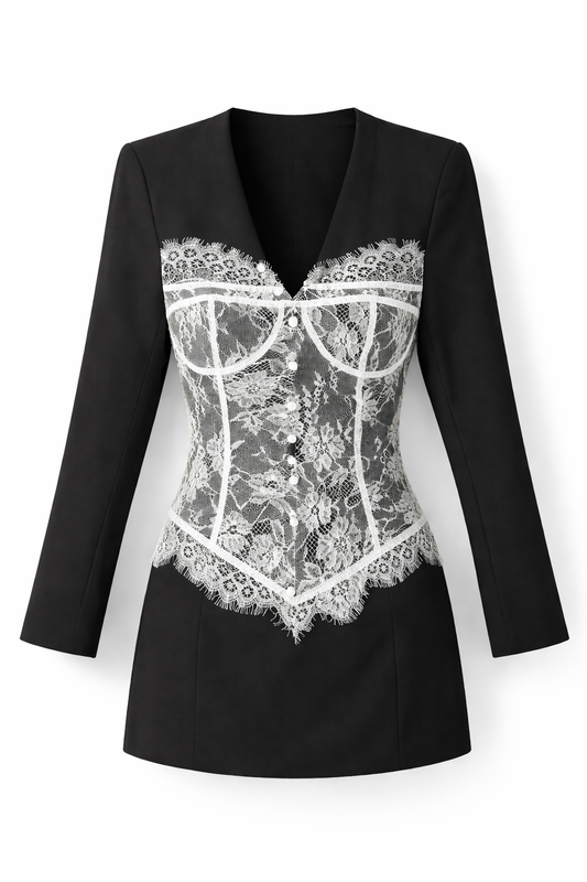 Lace Contrast Blazer