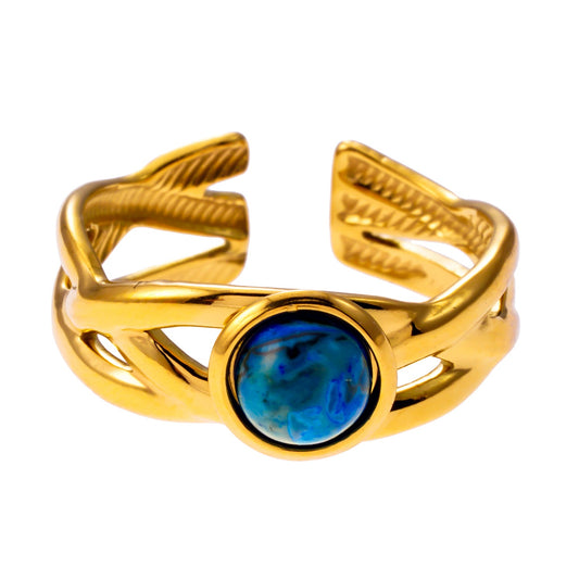 CHESA: Twisted Stacked Ring with Natural Stone Centre Piece.