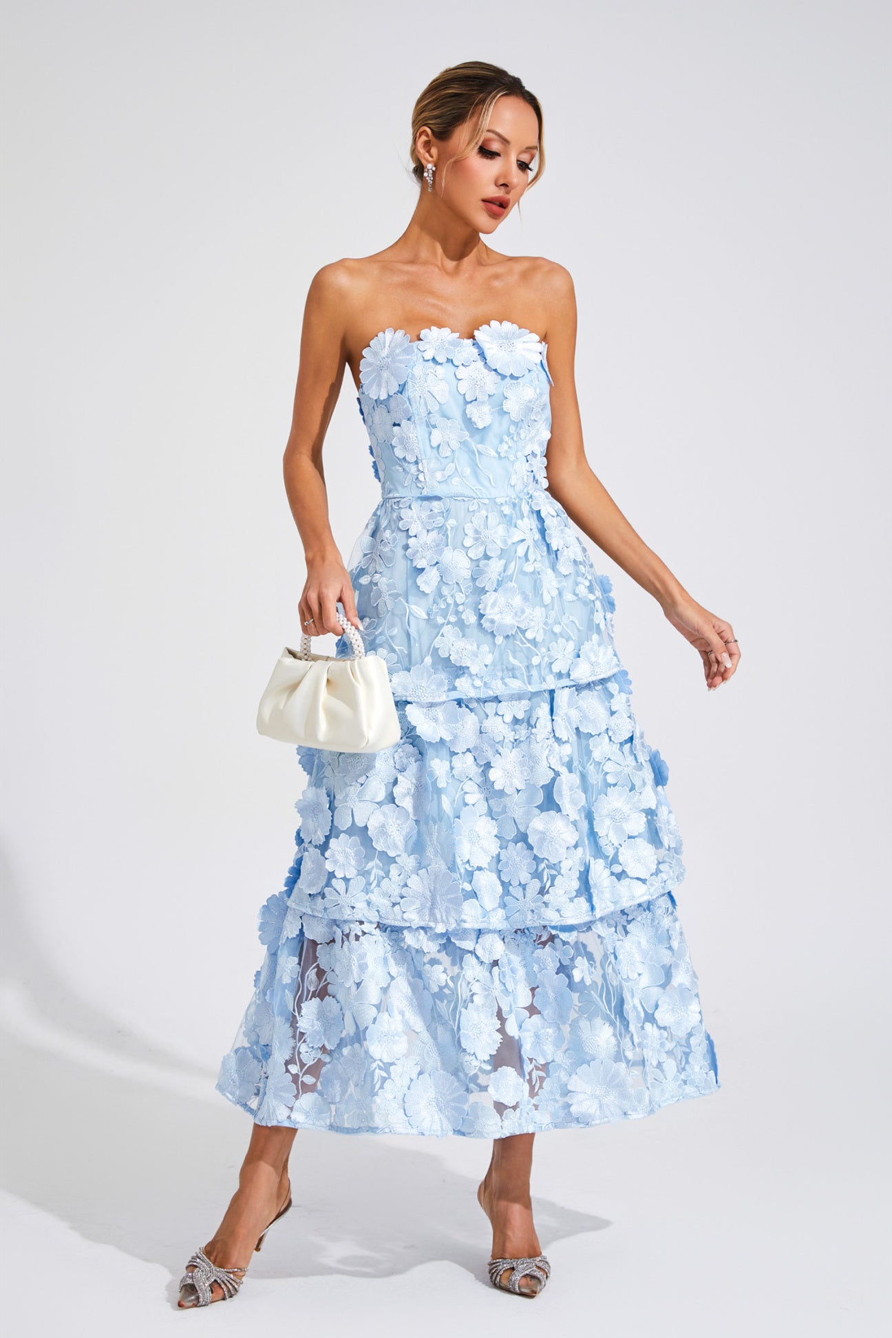 Antoinette Blue Floral Midi Dress