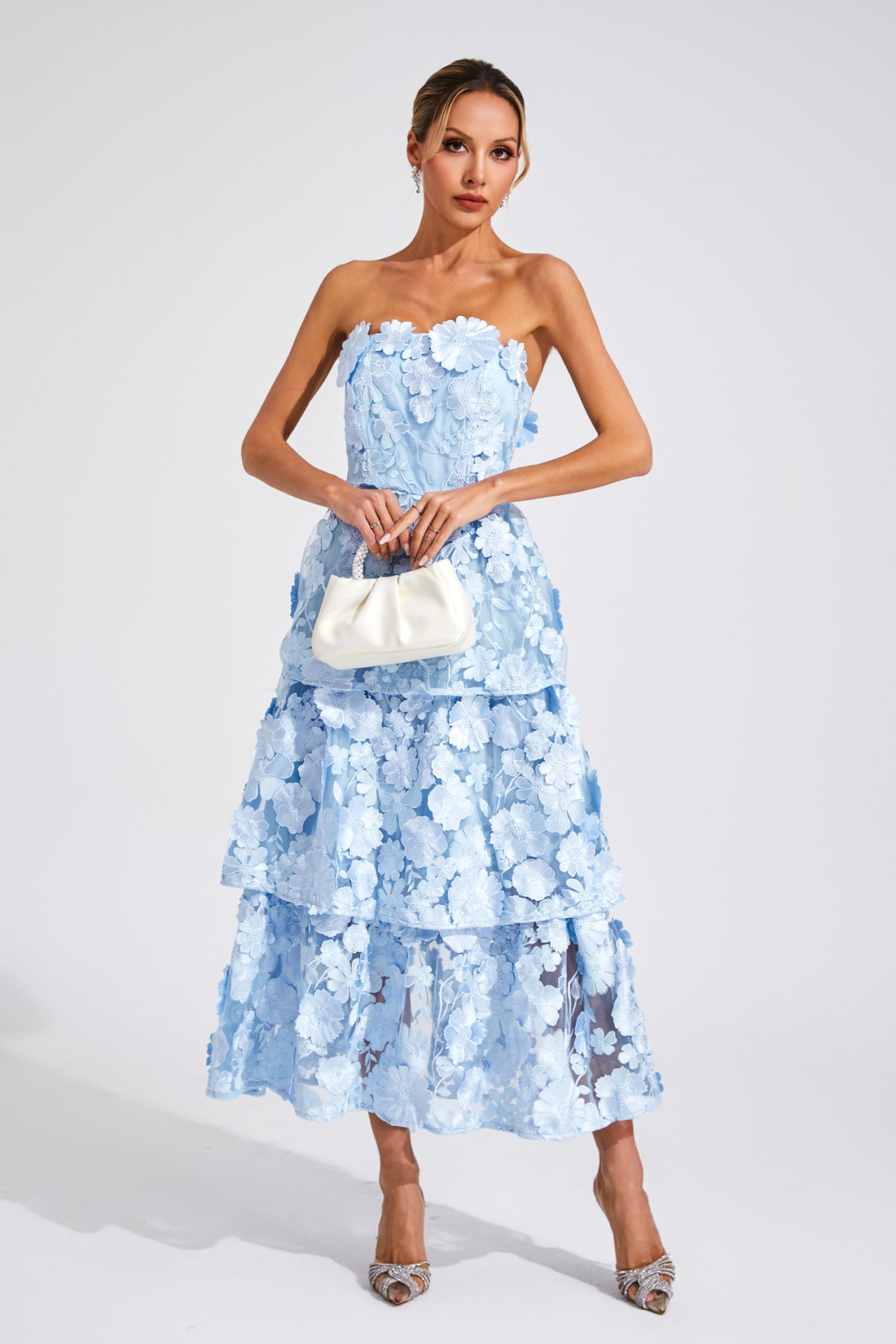 Antoinette Blue Floral Midi Dress