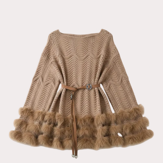 Fur Belted Mini Dress