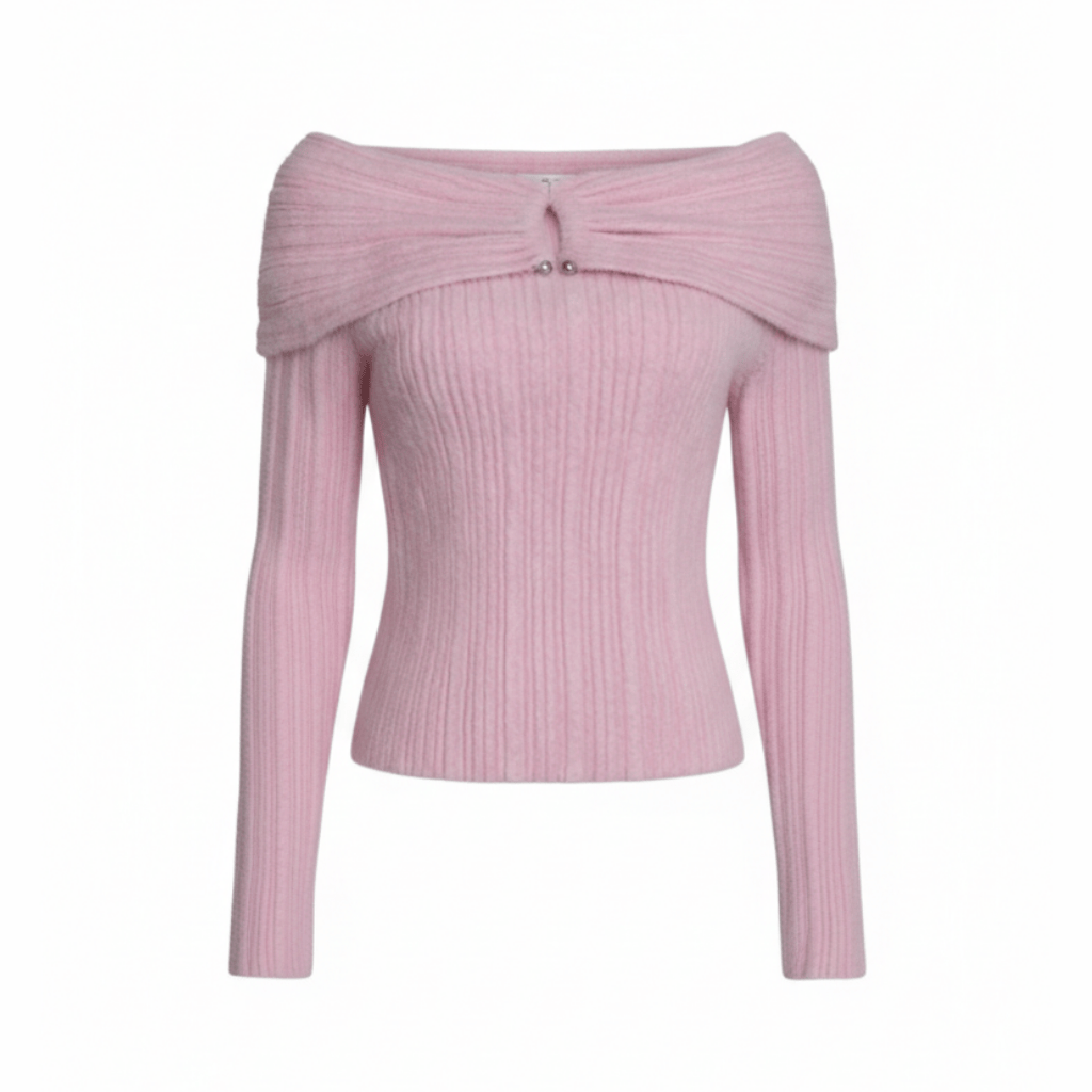 Off shoulder-Pink- Sweater