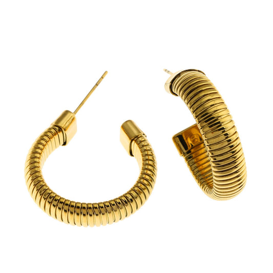 Style ABRIOLA: Textured Geometric Hoop Earrings