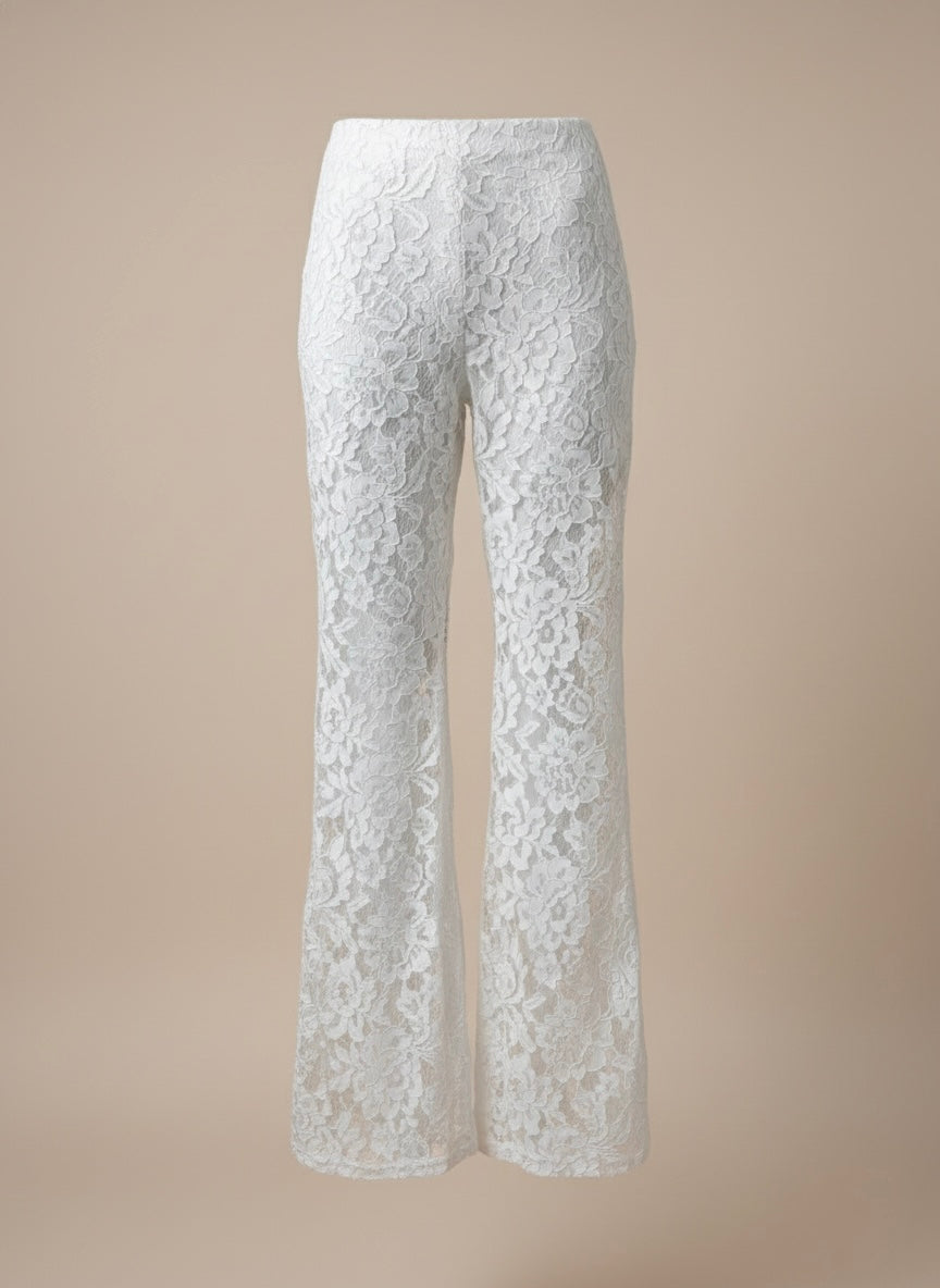 Floral Lace Corset & Wide Leg Trouser Set