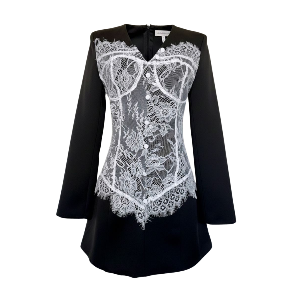 Lace Contrast Blazer