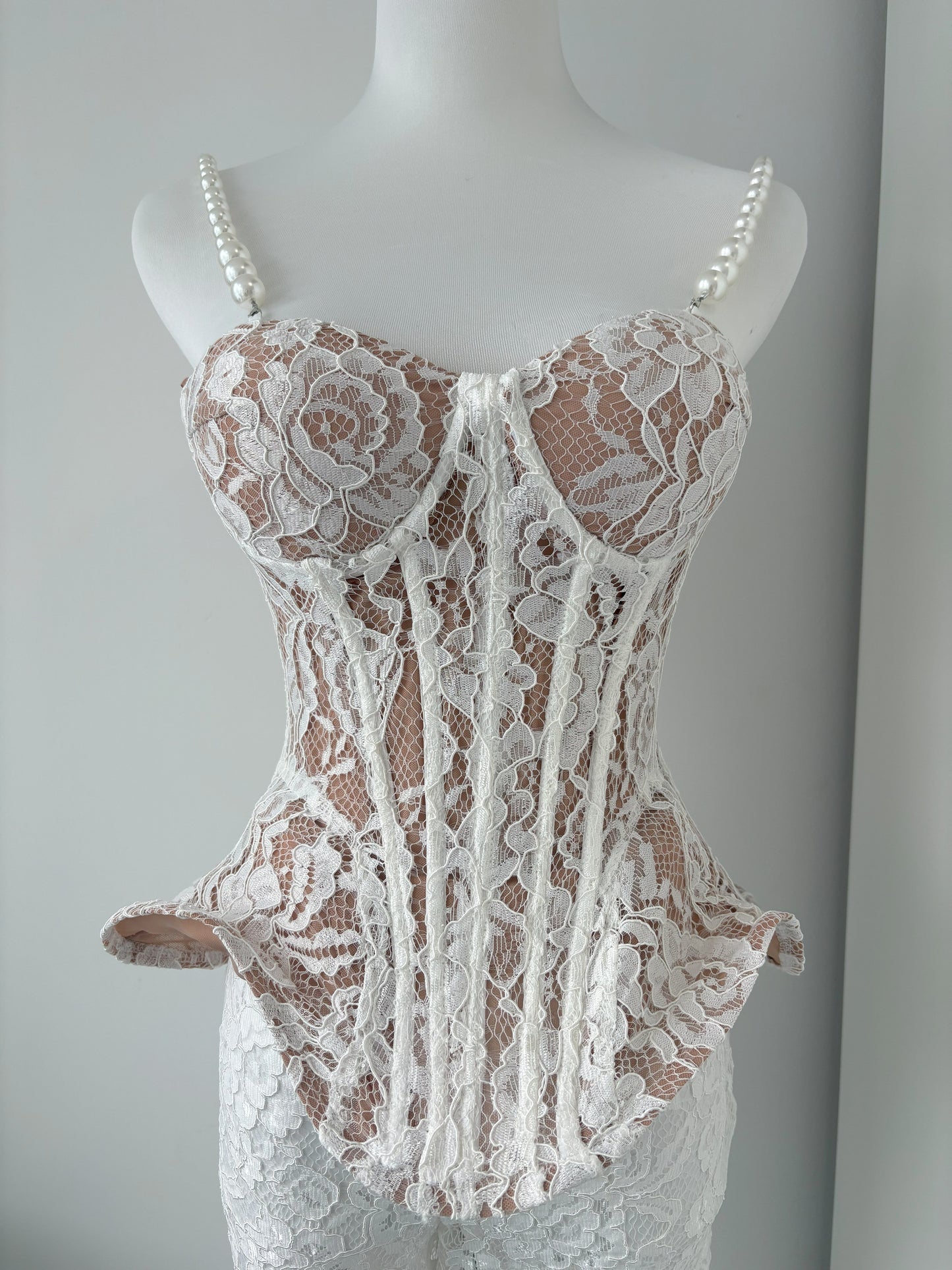 Floral Lace Corset & Wide Leg Trouser Set